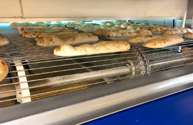 Sauers bakehouse bread on conveyor